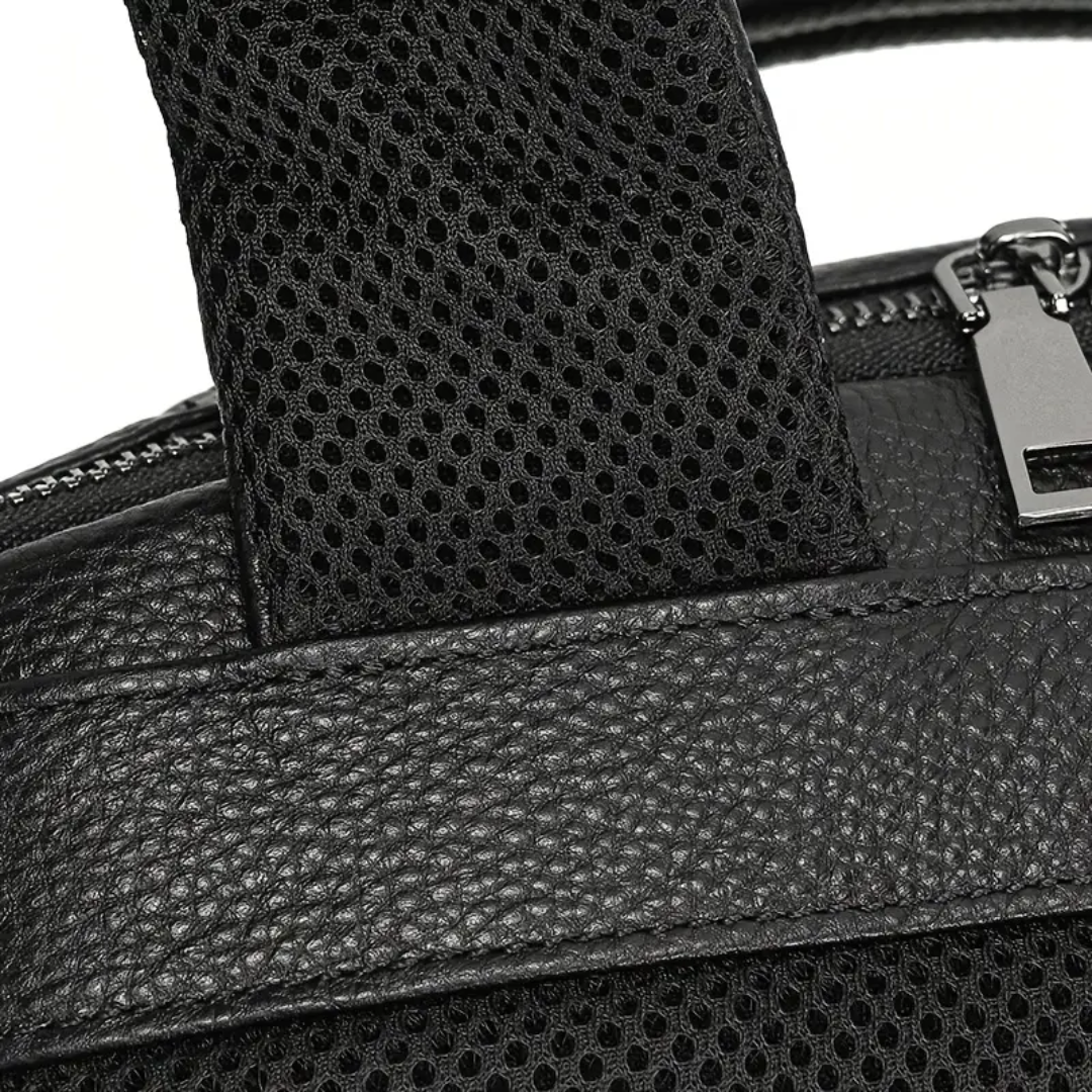 Everett Zip Leather Laptop Backpack